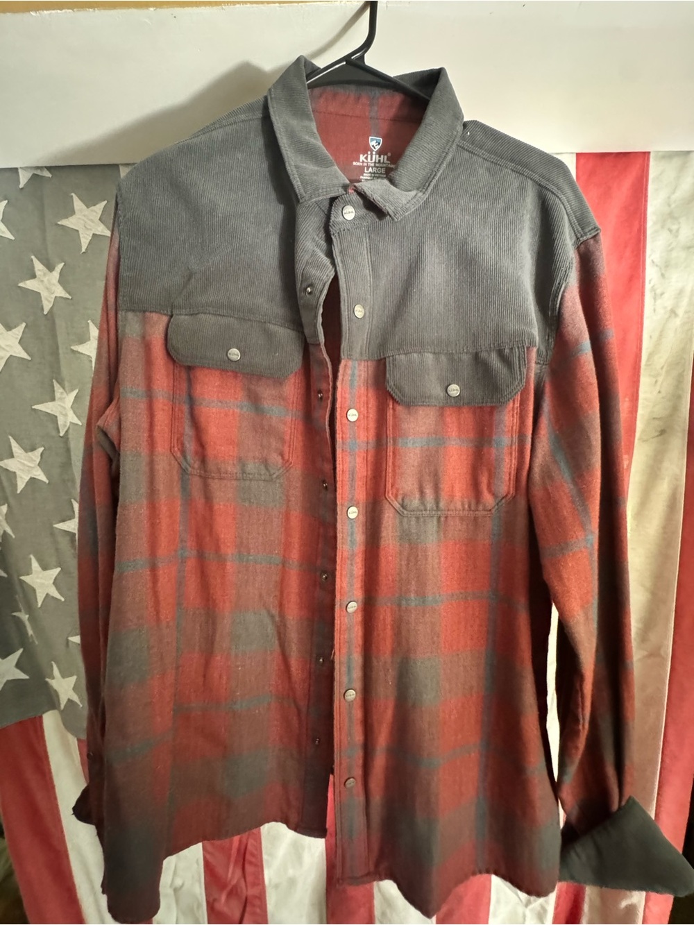 Kuhl Men's Red and Gray Plaid Button-Down Shirt